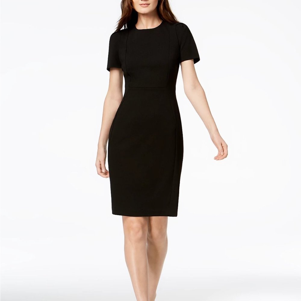 Calvin Klein Black Tulip-Sleeve Sheath Dress
